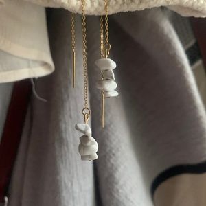 Howlite Gemstone Threader Earrings